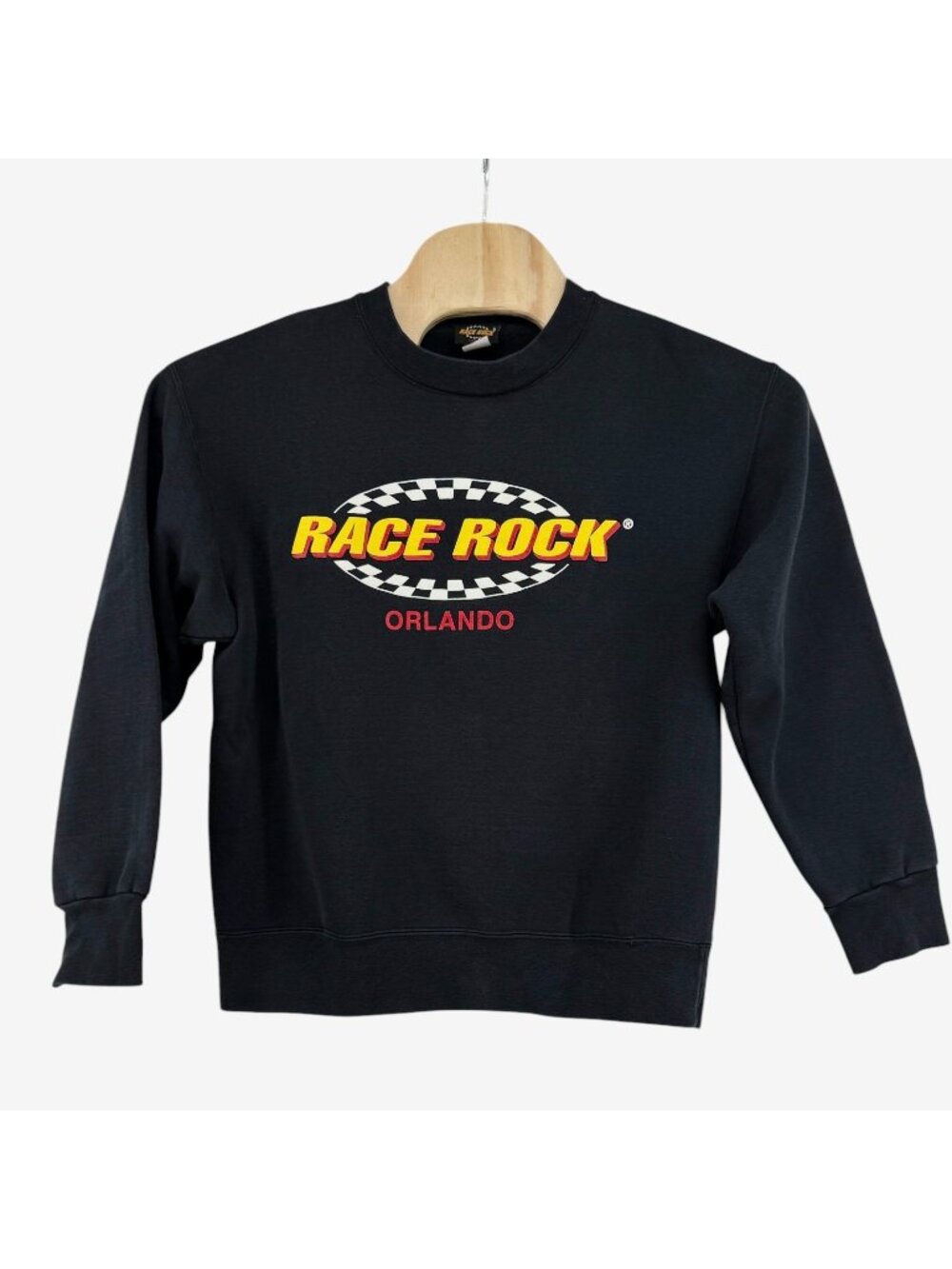 Nascar Sweatshirt Race Rock Orlando Mens LG Black Crewneck 90s USA Restaurant